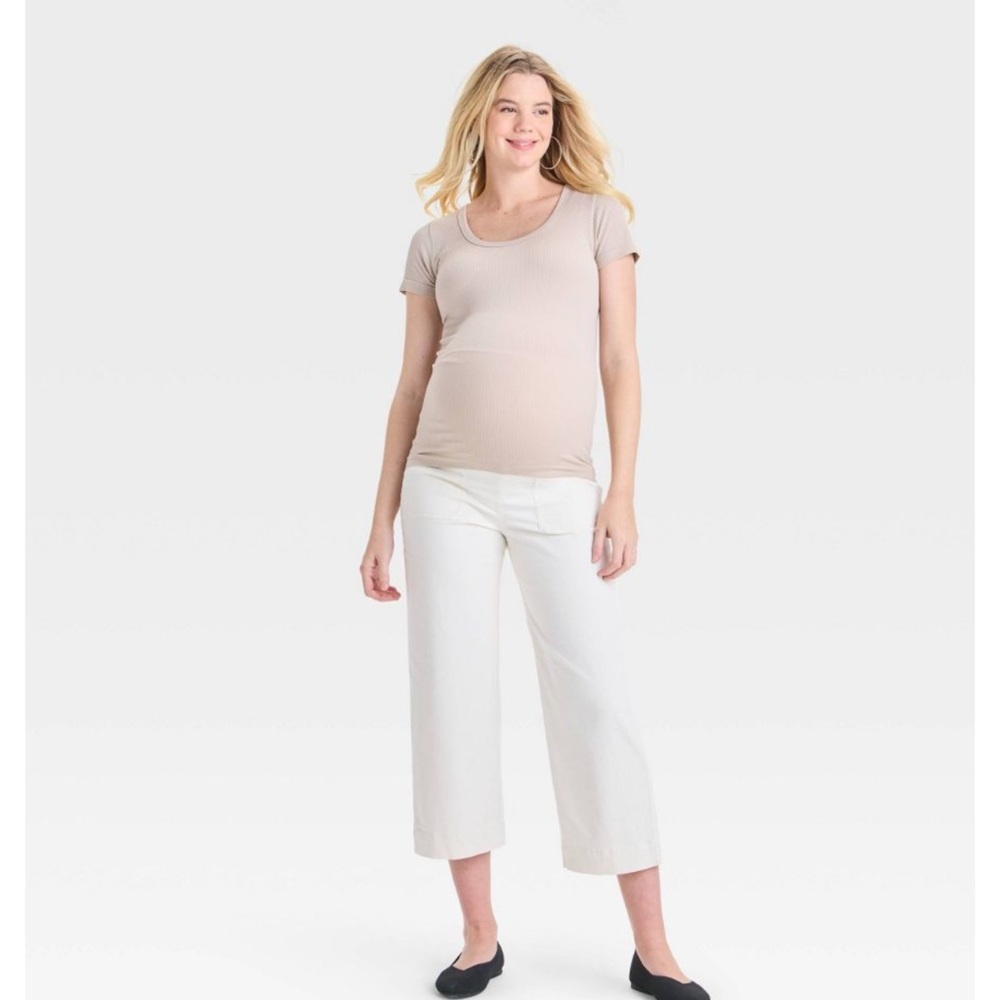 Over Belly High-Rise Wide Leg Maternity Pull-On Pants - Isabel Maternity by